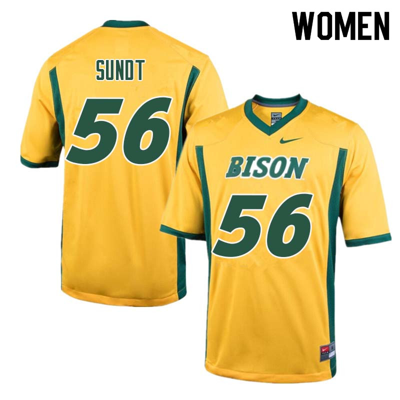 Women #56 Tanner Sundt North Dakota State Bison College Football Jerseys Sale-Yellow